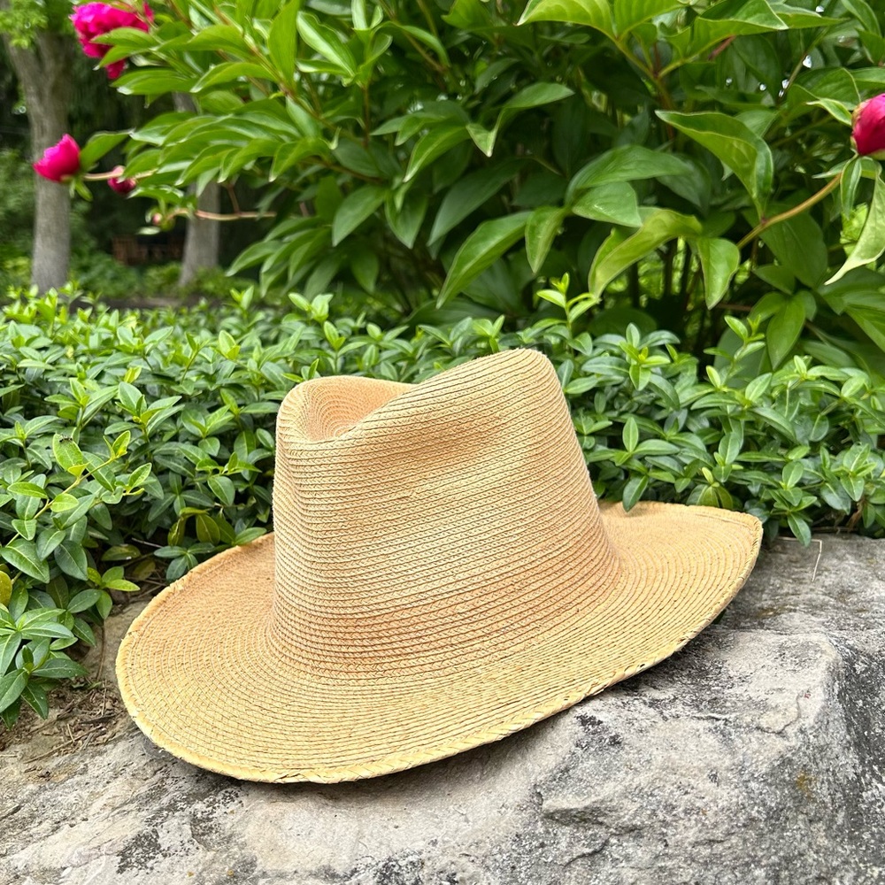 Genuine Straw Wide-Brim Sun Hat in Natural Tan